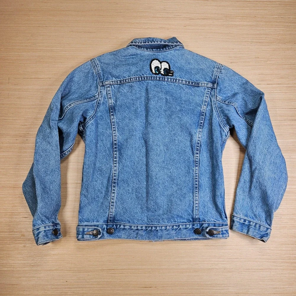 Vintage Unbranded Denim Jacket Kids XL Blue Trucker Eye Patch Logo